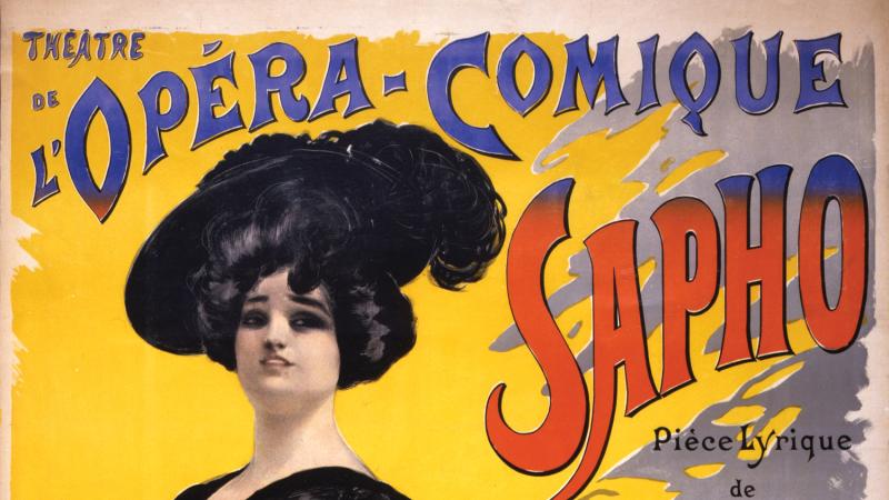 Illustrated advertisement for a comic opera by Emma Calve.