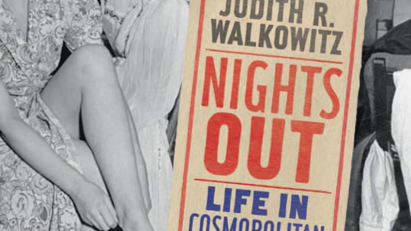 Photograph of a sign that reads "Nights Out: Life in Cosmopolitan London"