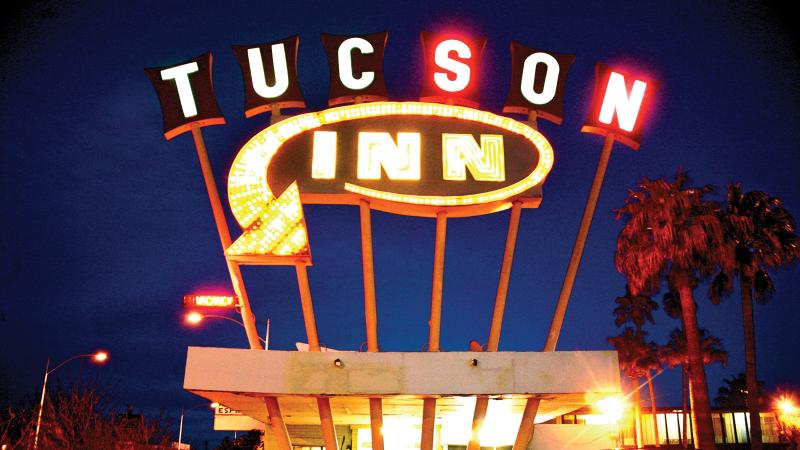 Photograph of neon sign reading "Tucson Inn"