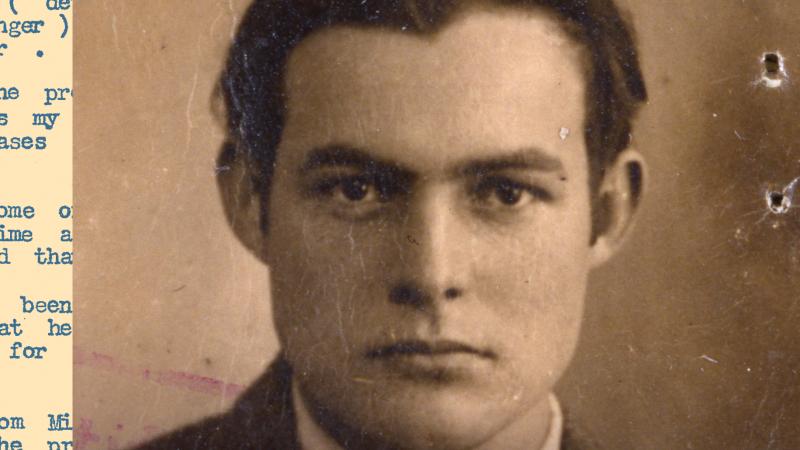 cover of "The Letters of Ernest Hemingway": a photo of the writer as a young man, hair slicked back