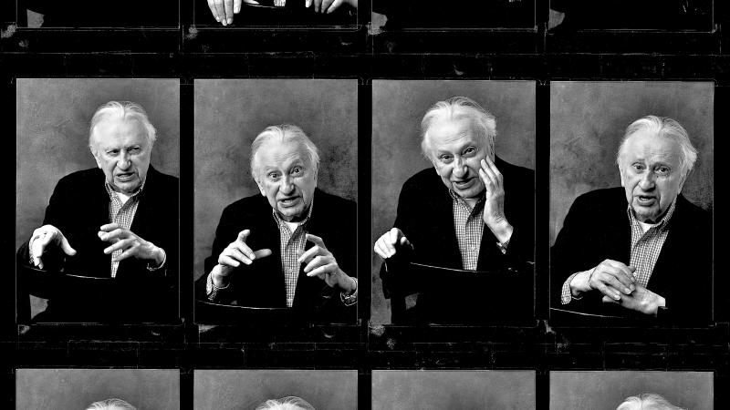 black and white photo montage of Studs Trekel