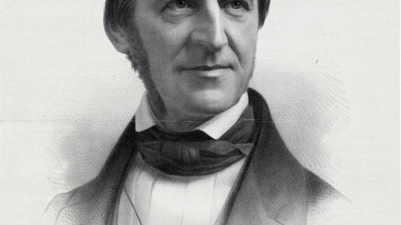 Black and white portrait of Ralph Waldo Emerson.