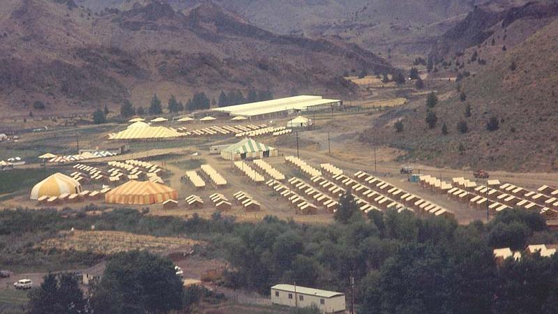 A festival held at Rajneeshpuram in 1983.