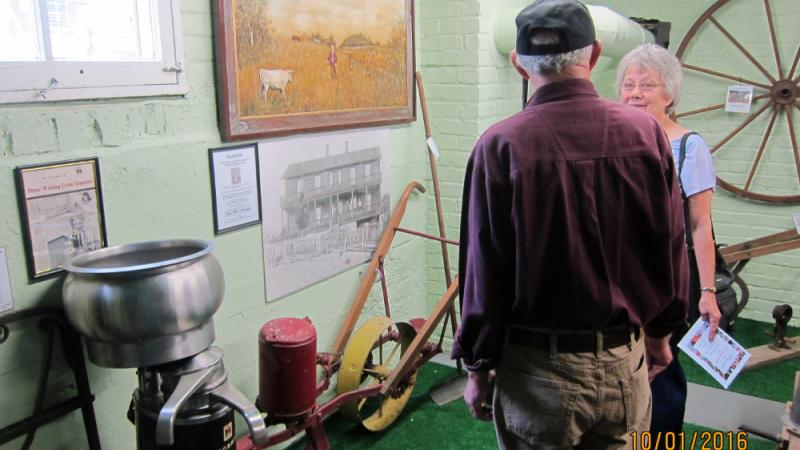 Visitors in newly opened Farm Room on the lower level.