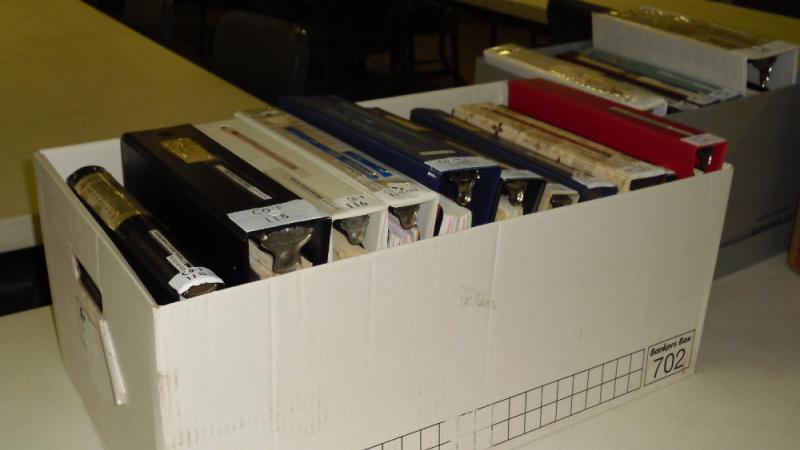 Books waiting to be shelved.