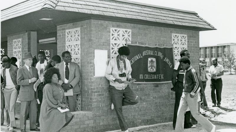 The Bus shelter shortly after it was constructed in 1977