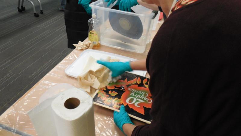 Careful cleaning of wet LPs and covers