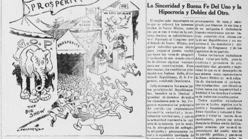 Op Ed and Political Cartoon Supporting the Republican Candidate for Governor of New Mexico in the 1912 Elections, Nathan Jaffa.
