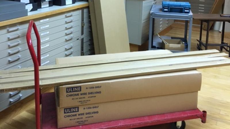 photo of cart holding organization materials