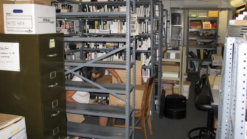 A worker at the Media Resource Library