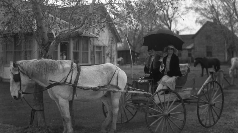 P.E.O. Club Women in Buggy.