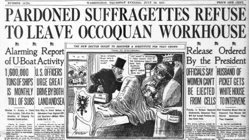 Pardoned Suffragettes Refuse to Leave Occoquan Workhouse.