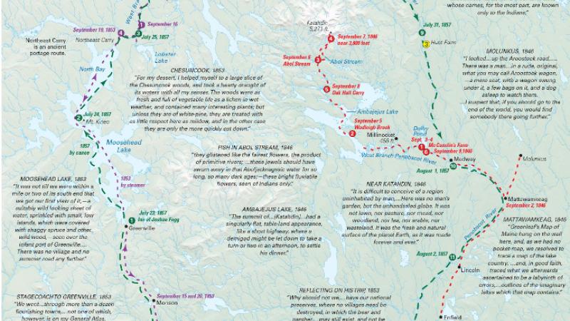 Henry David Thoreau’s travels in Maine, 1846-1857