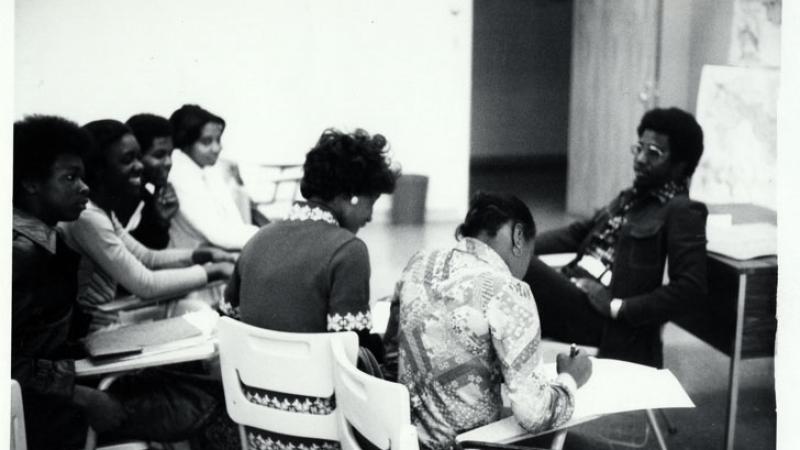 Professor Willie Burton with class