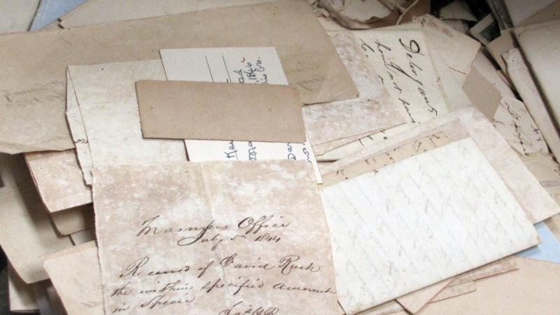 Rusk Family Letters (as they appeared when donated in a suitcase)