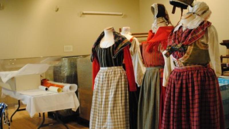 various costumes on mannequins