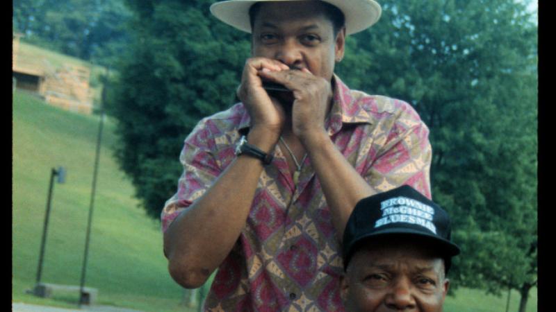 Photograph of John Cephas (guitar) and Phil Wiggins (harmonica)