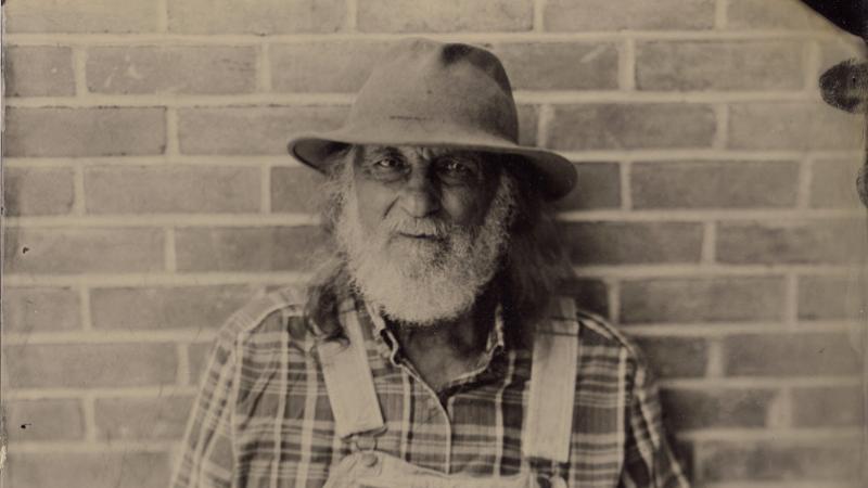 Tintype photograph of Alan Miller at Augusta Heritage Center