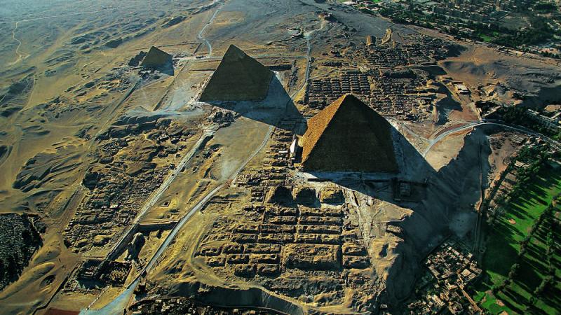Aerial view of the Giza Necropolis, looking west