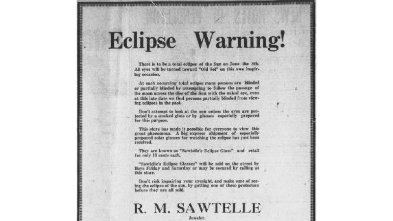 "Eclipse Warning!" East Oregonian (Pendleton, OR)