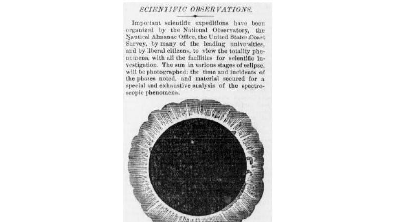 Appearance of the corona from "The Eclipse of the Sun." The Evening Telegraph (Philadelphia, PA)
