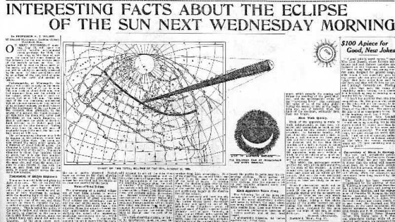 "Interesting Facts about the Eclipse of the Sun Next Wednesday Morning." The Minneapolis Journal (Minneapolis, MN)