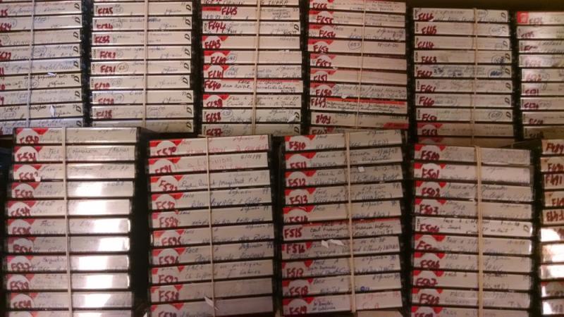 Some of Radio Haiti's cassette tapes.