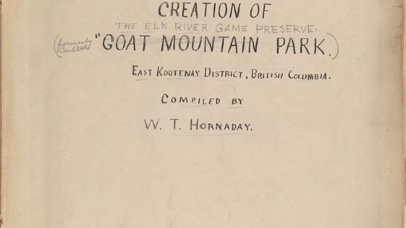 Title page of Volume 1 of the scrapbook collection compiled by first Bronx Zoo Director William Hornaday on his various wildlife campaigns, 1909