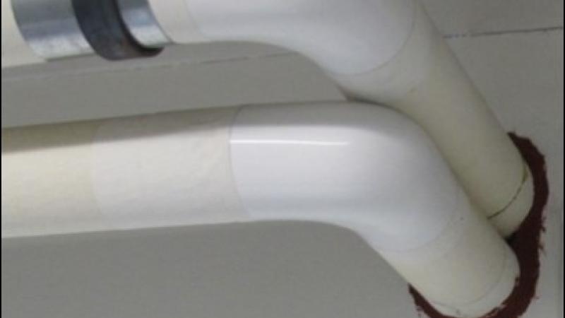 Pipes after application of caulk