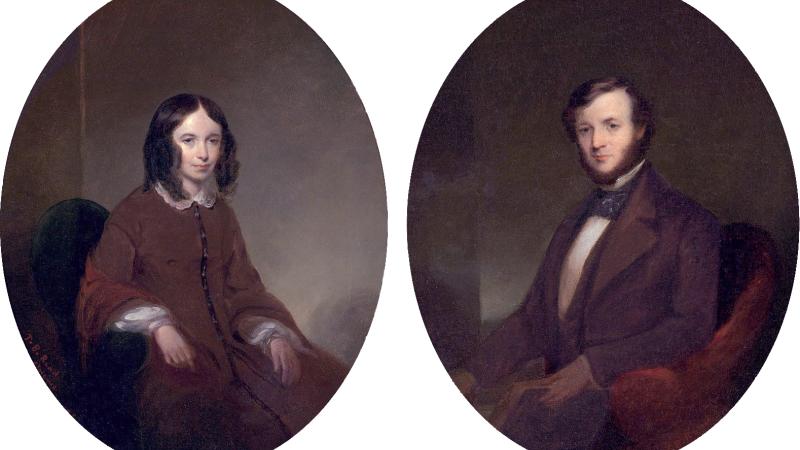 Portraits of Elizabeth Barrett Browning and Robert Browning, by Thomas B. Read 