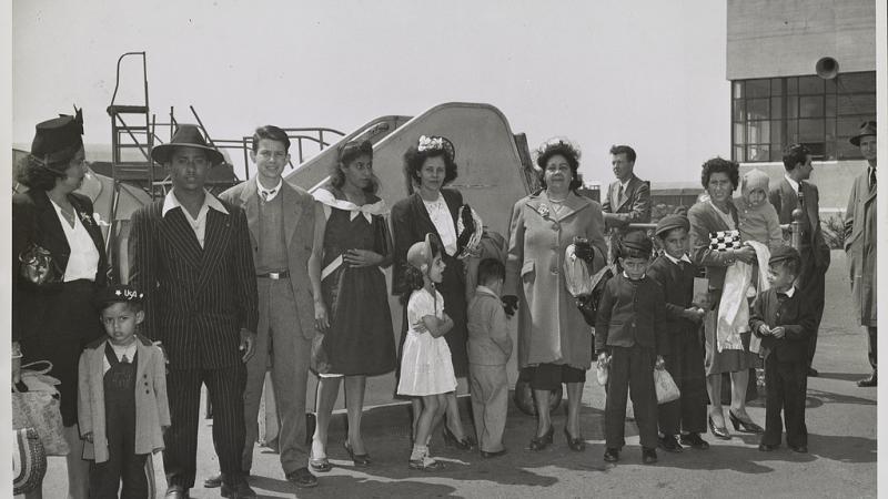 Group of Puerto Ricans at Newark airport, 1947. 