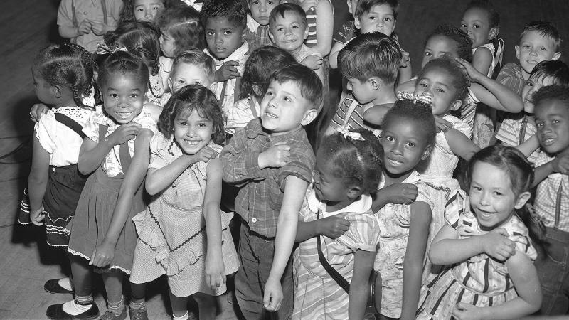 Children showing smallpox vaccinations in 1949. 