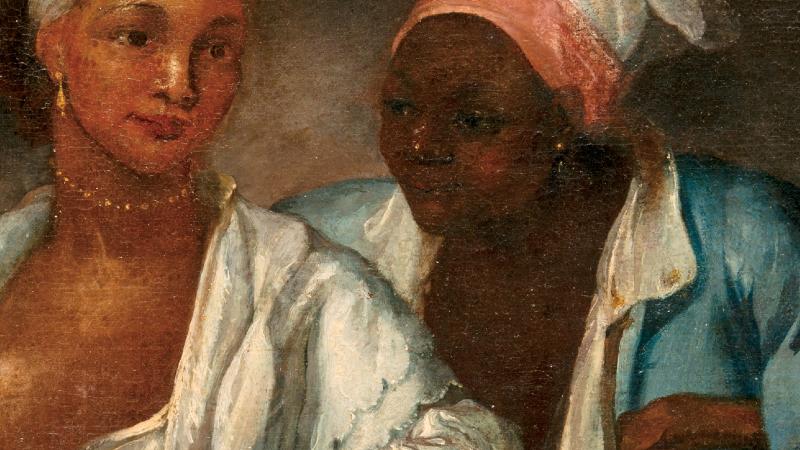 book cover shows painting of two Black women, eighteenth century
