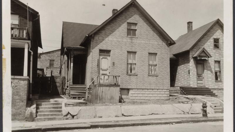 black and white photograph of a house in Black Bottom 1950s