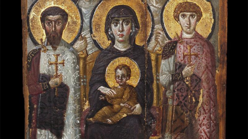 Icon with the Virgin and Child, Saints, Angels, and the Hand of God