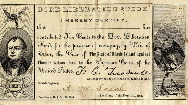 black and white certificate of Dorr Liberation Stock