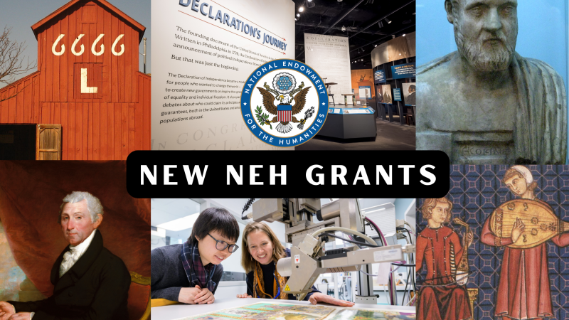 images of barn, exhibition, statue, John Monroe, conservation science, and medieval musicians