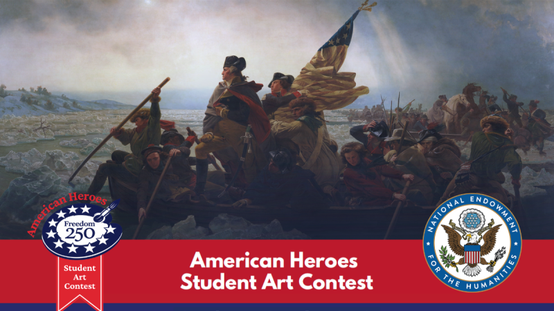 graphic for art contest including Washington Crossing Delaware 